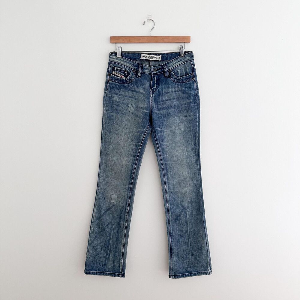 Vintage Y2K Diesel Industry Low Rise Bootcut Jeans Made In Italy Size 28 Waist